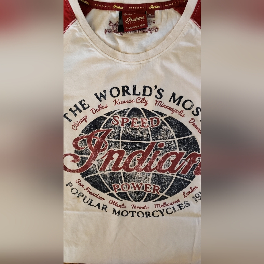 Official Indian Motorcycle Red and White Raglan T-Shirt